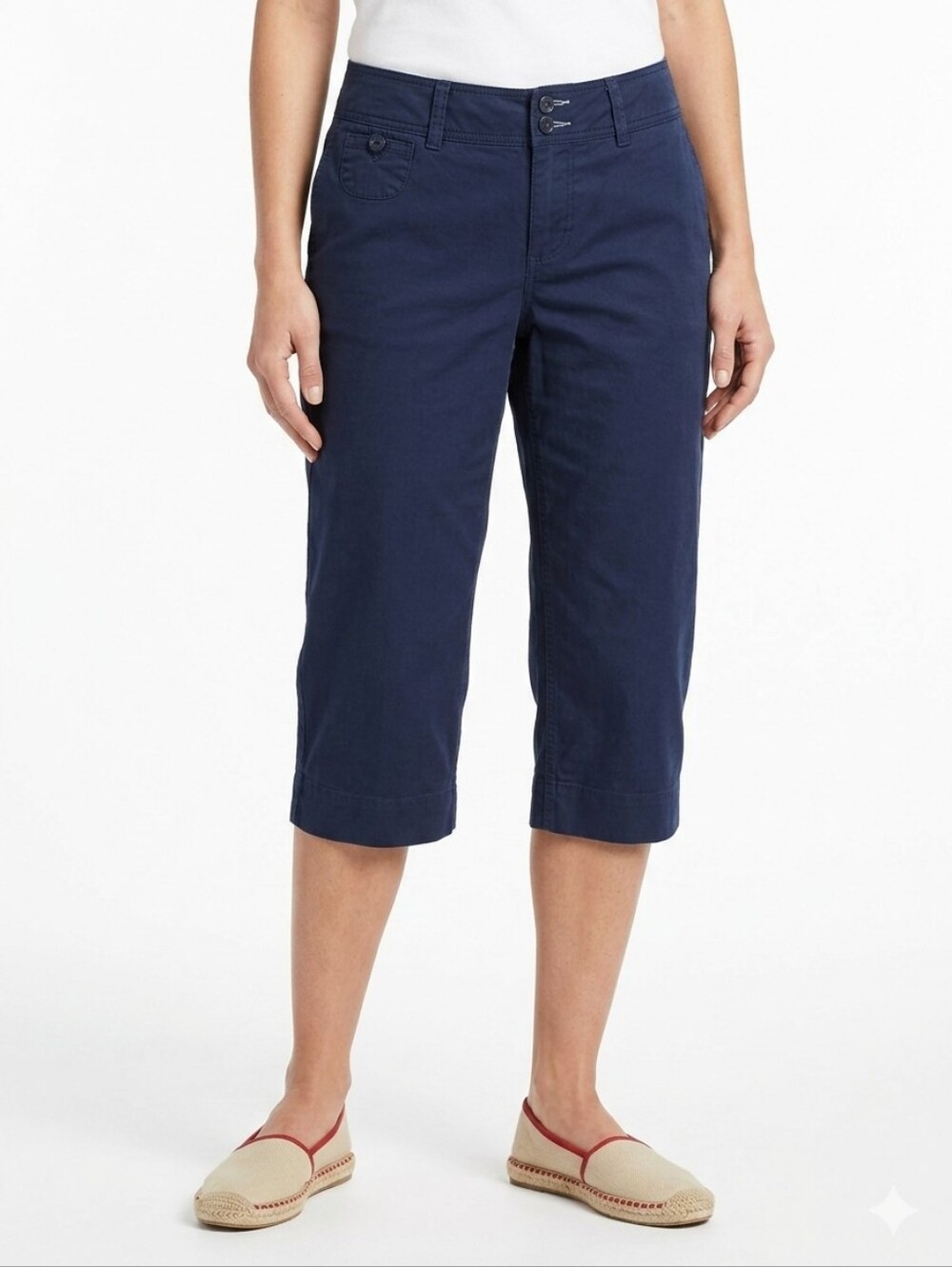 L.L. Bean Navy Blue "Favorite Fit" Straight Leg Cropped Pants - Size 10 Reg